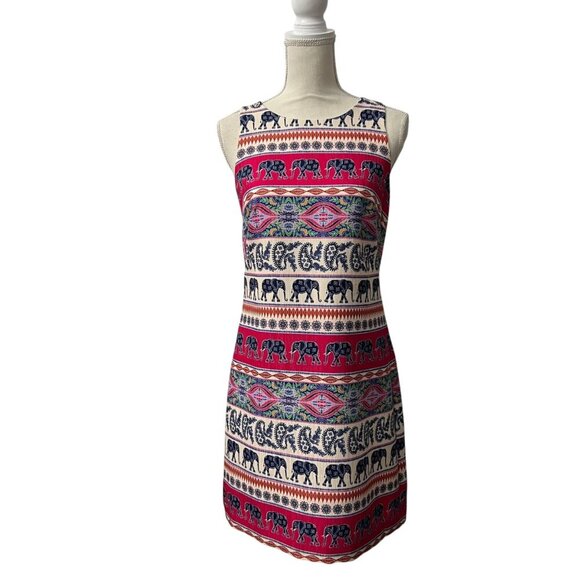 Eliza J Sleeveless Elephant Print Midi Shift Dress Size 4‎ - Picture 10 of 10